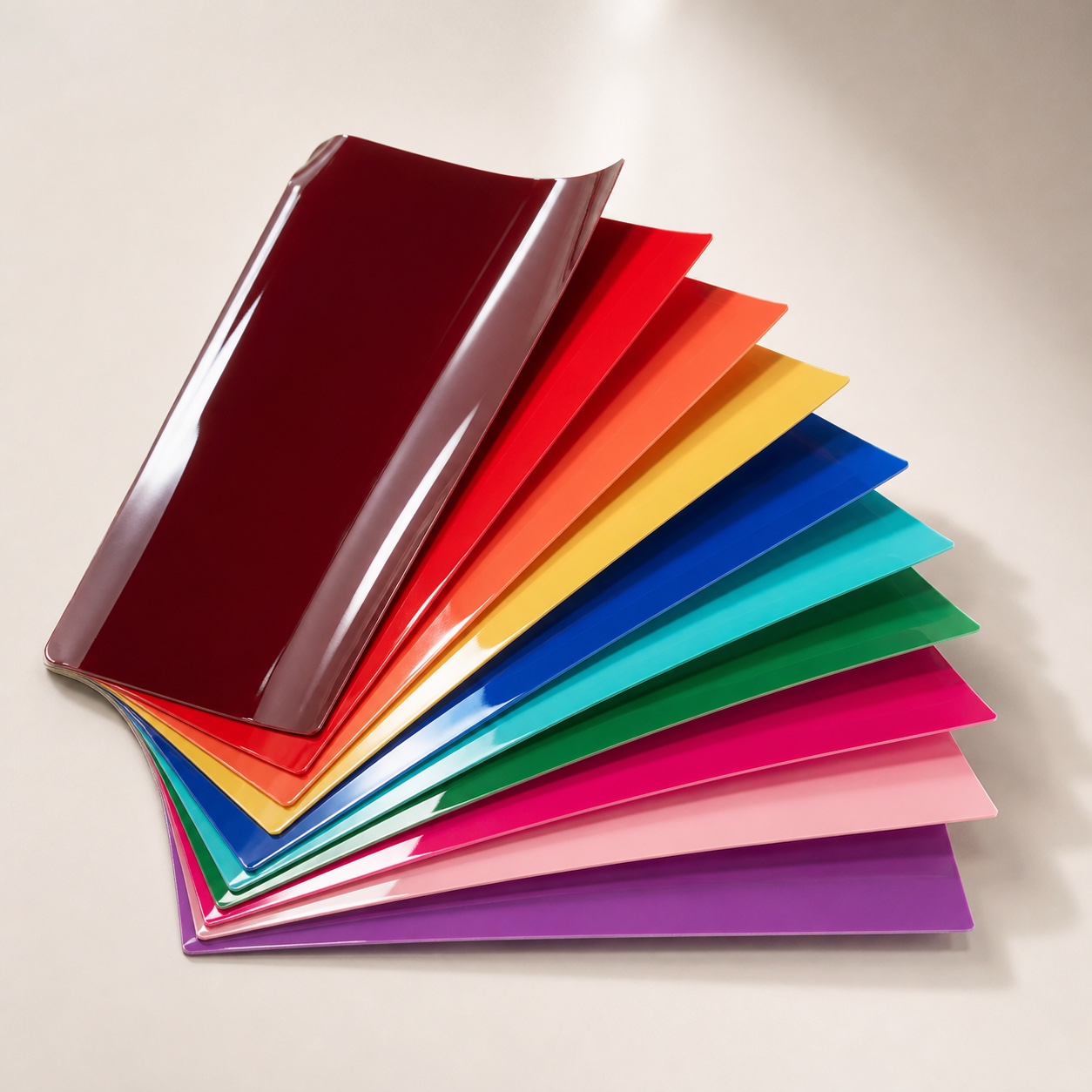 Nuancier premium de feuilles PVC Lackfolie laquées brillantes superposées en plusieurs couleurs