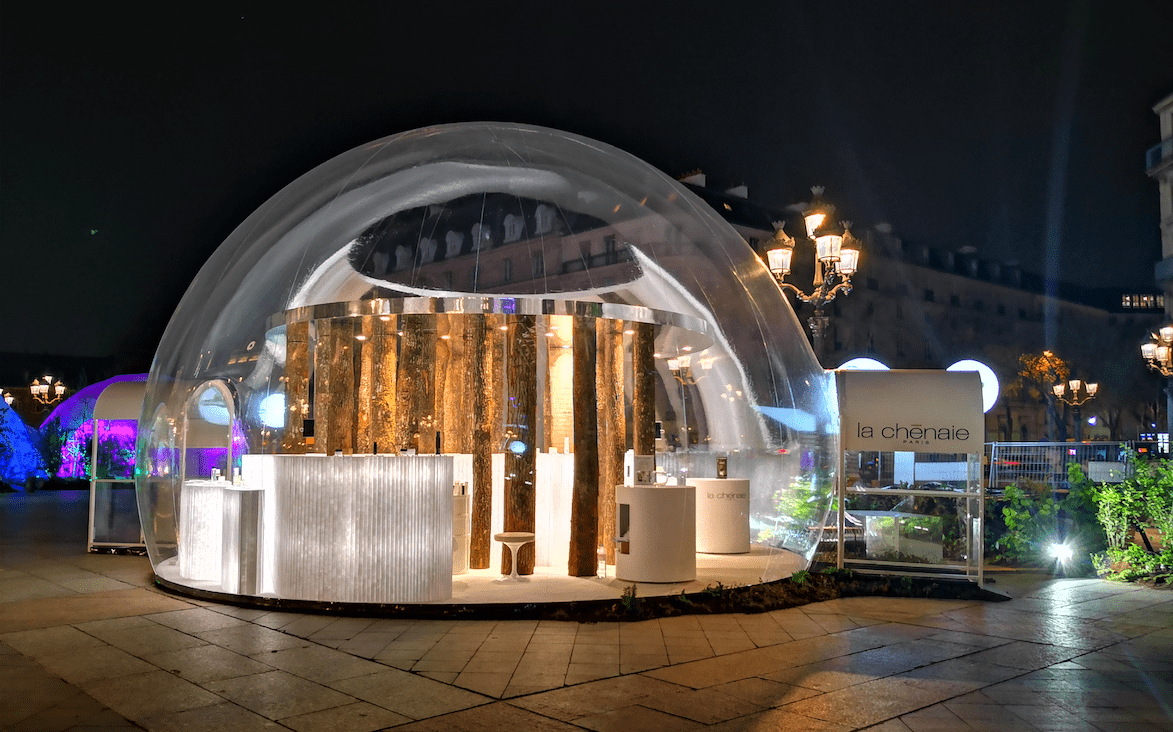Transparent inflatable dome installed for La Chenaie in Paris